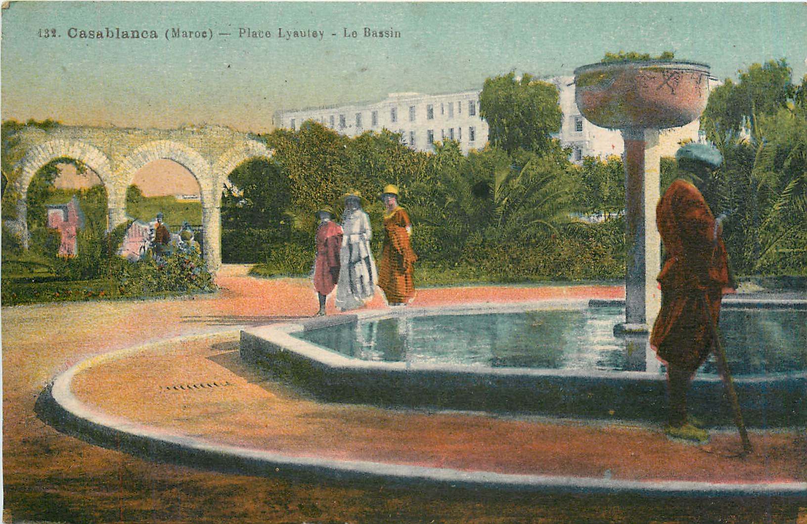 CPA Casablanca Maroc Place Lyaulay Le Bassin