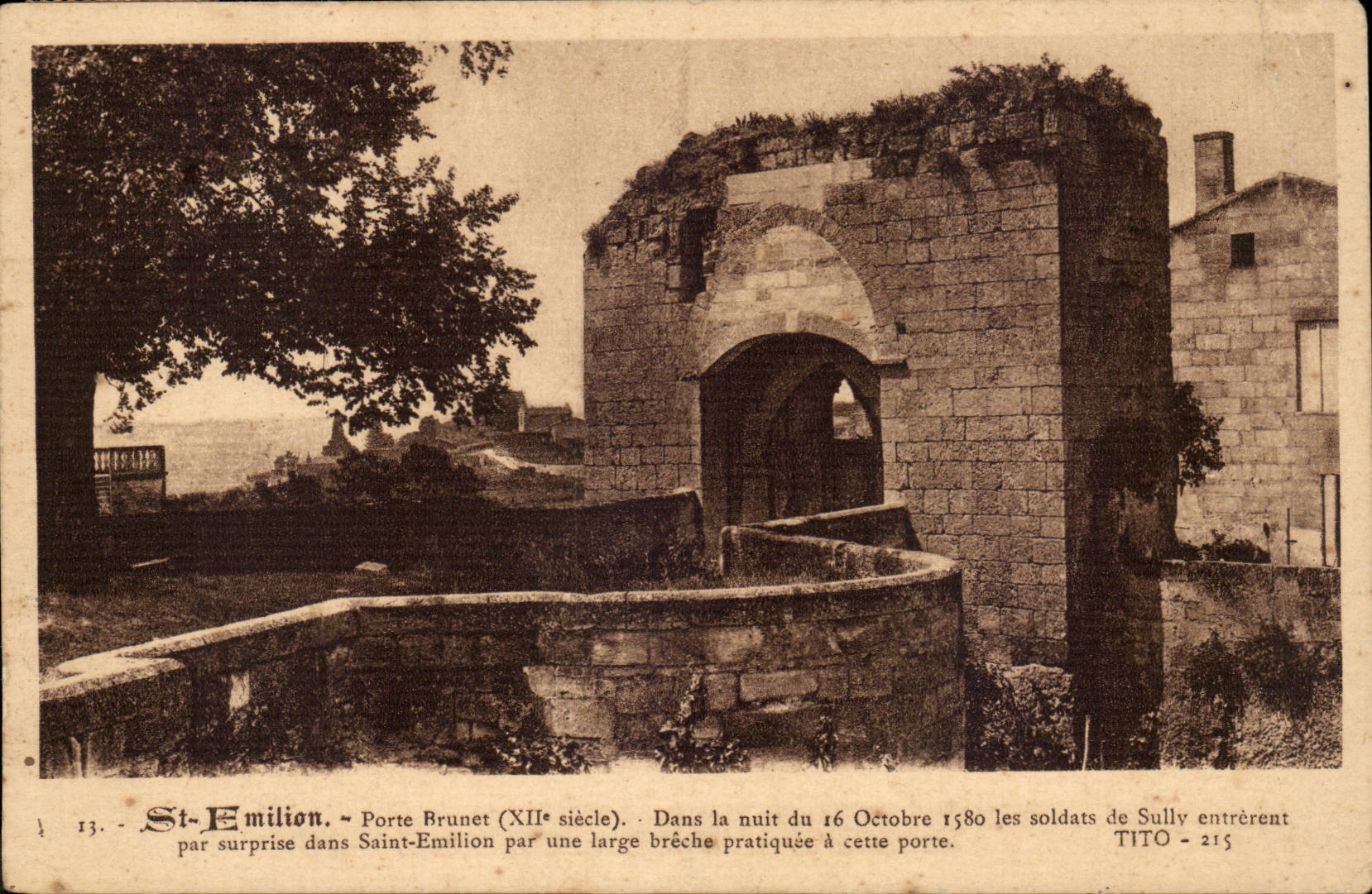 Saint Emilion CPA Porte Brunet Soldats of Sully entrerent by surprised on October 16th 1580