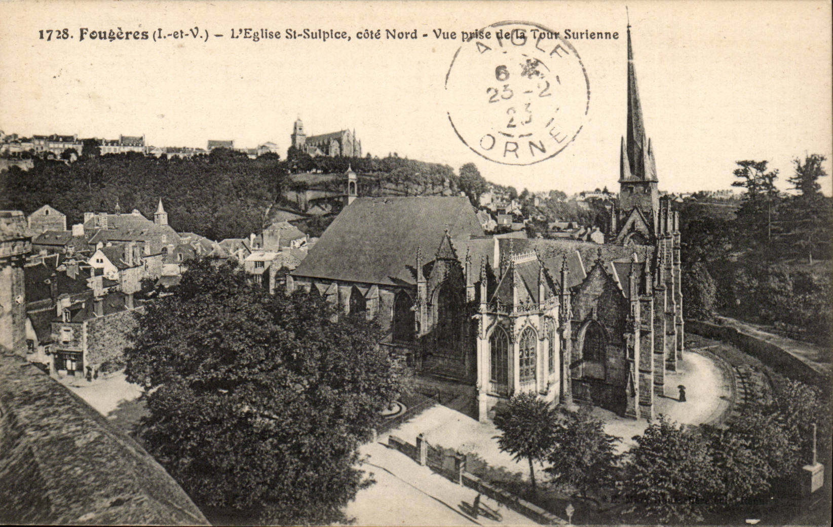 Fougeres - L'Eglise St Sulpice cote Nord Vue prise de la Tour Surienne - CPA