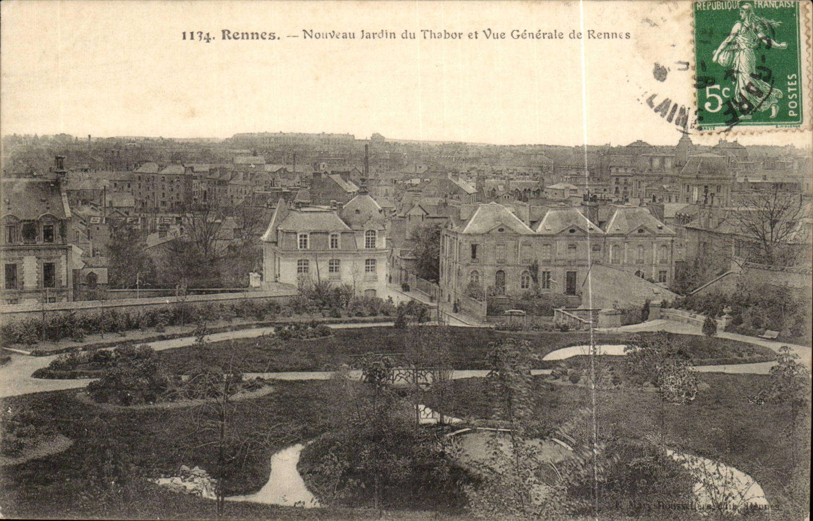 Rennes - Nouveau jardin du Thabor et Vue Generale de Rennes - CPA 