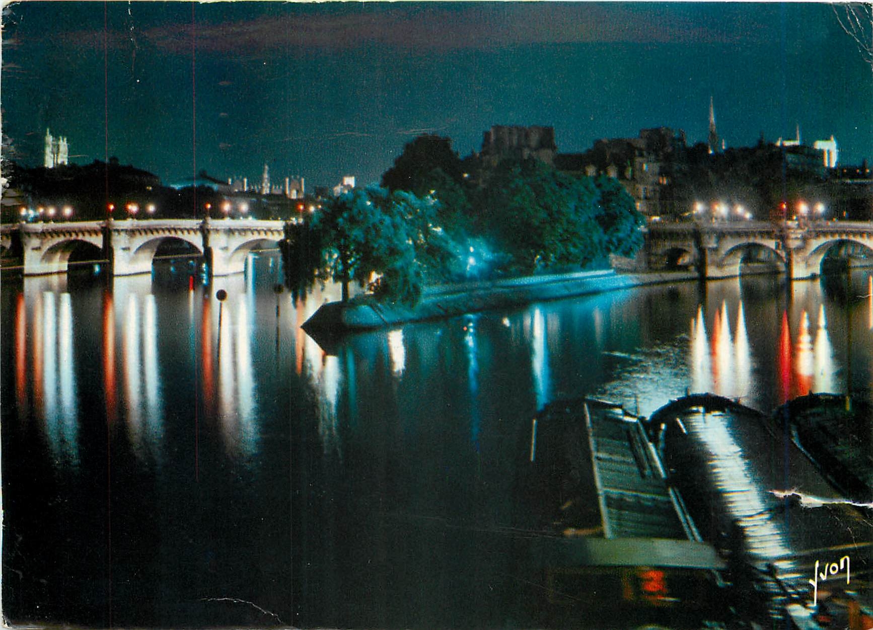 CPA Paris La Pointe du Vert Galant et le Pont Neuf illumines