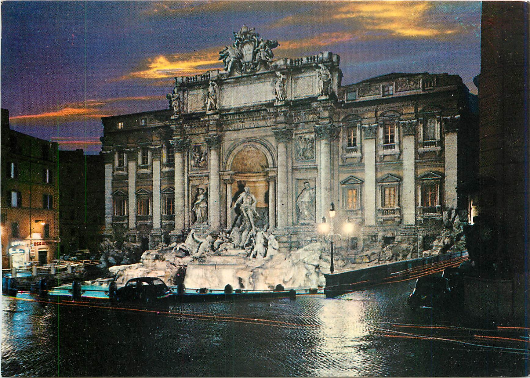 CPM Roma La Fontaine de Trevi Nocturne