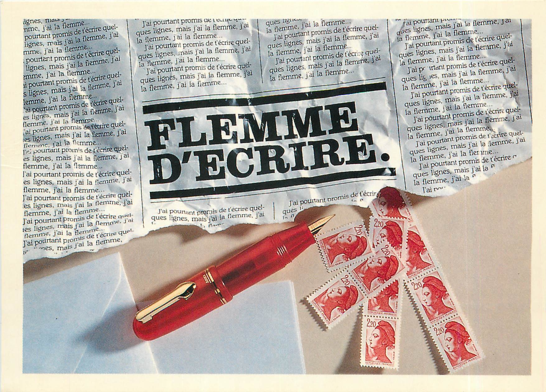 CPA Flemme d'ecrire