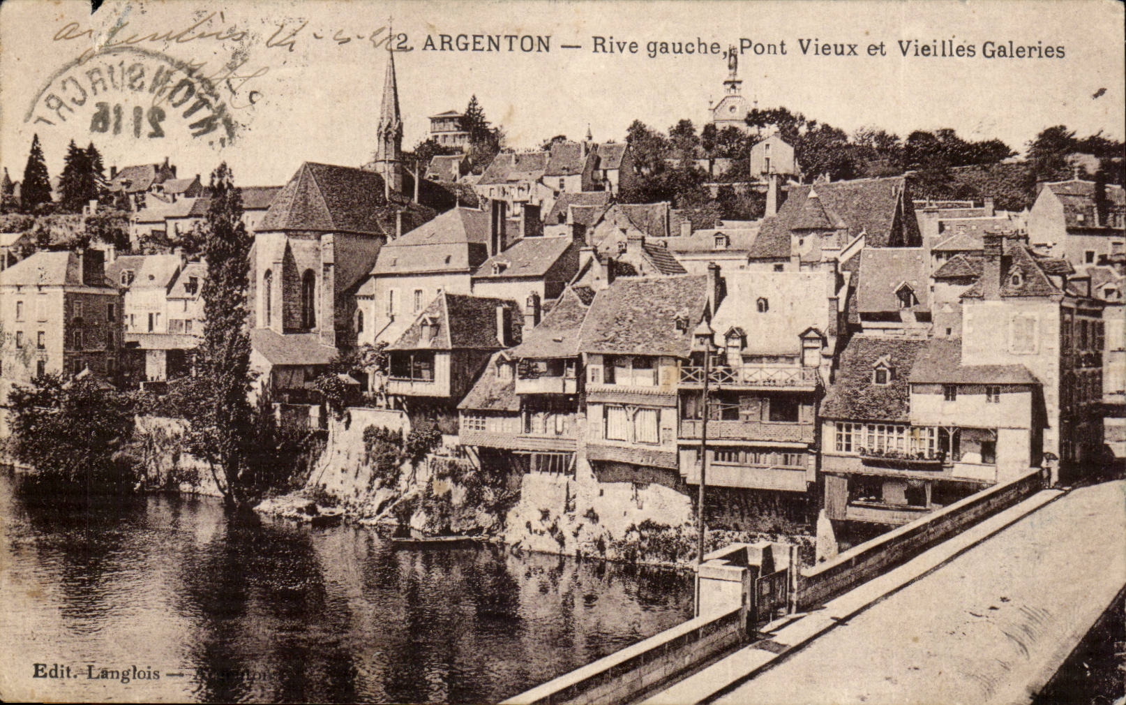 Nickle silver CPA Left bank old bridge and old galleries