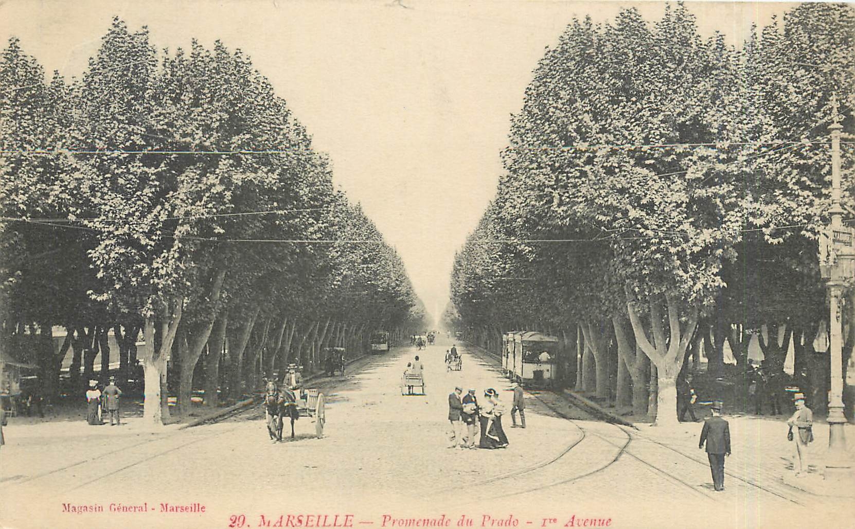 CPA Marseille Promenade du Prado Tramway