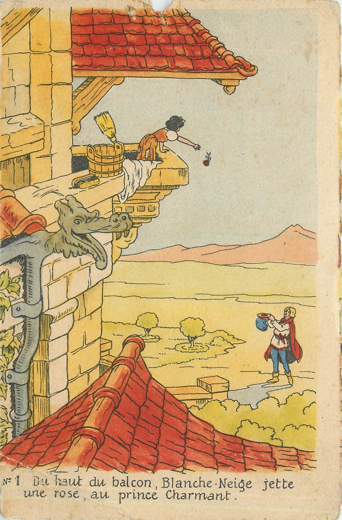 CPA Du haut du balcon Blanche Neige