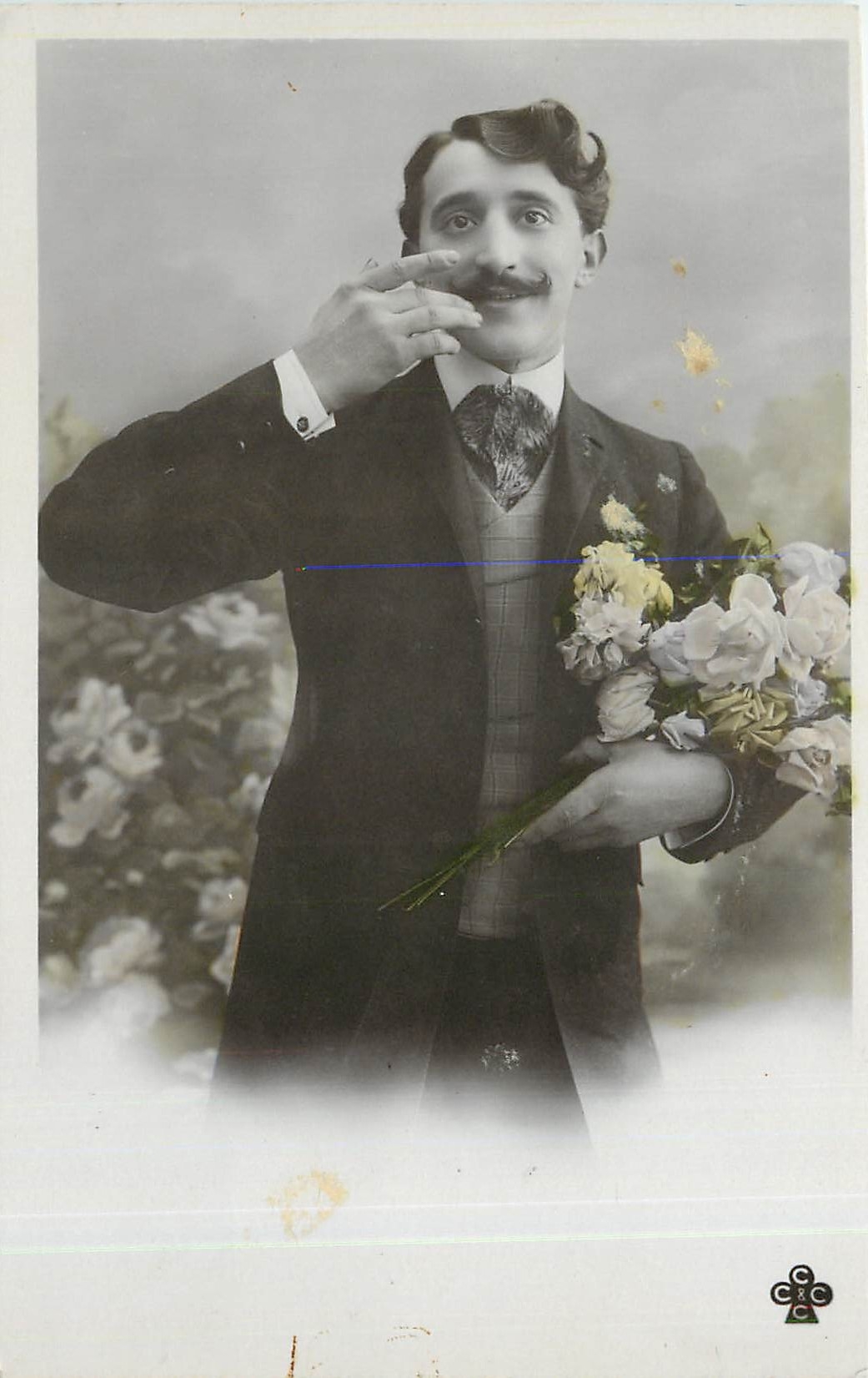 CPA Homme Fleurs