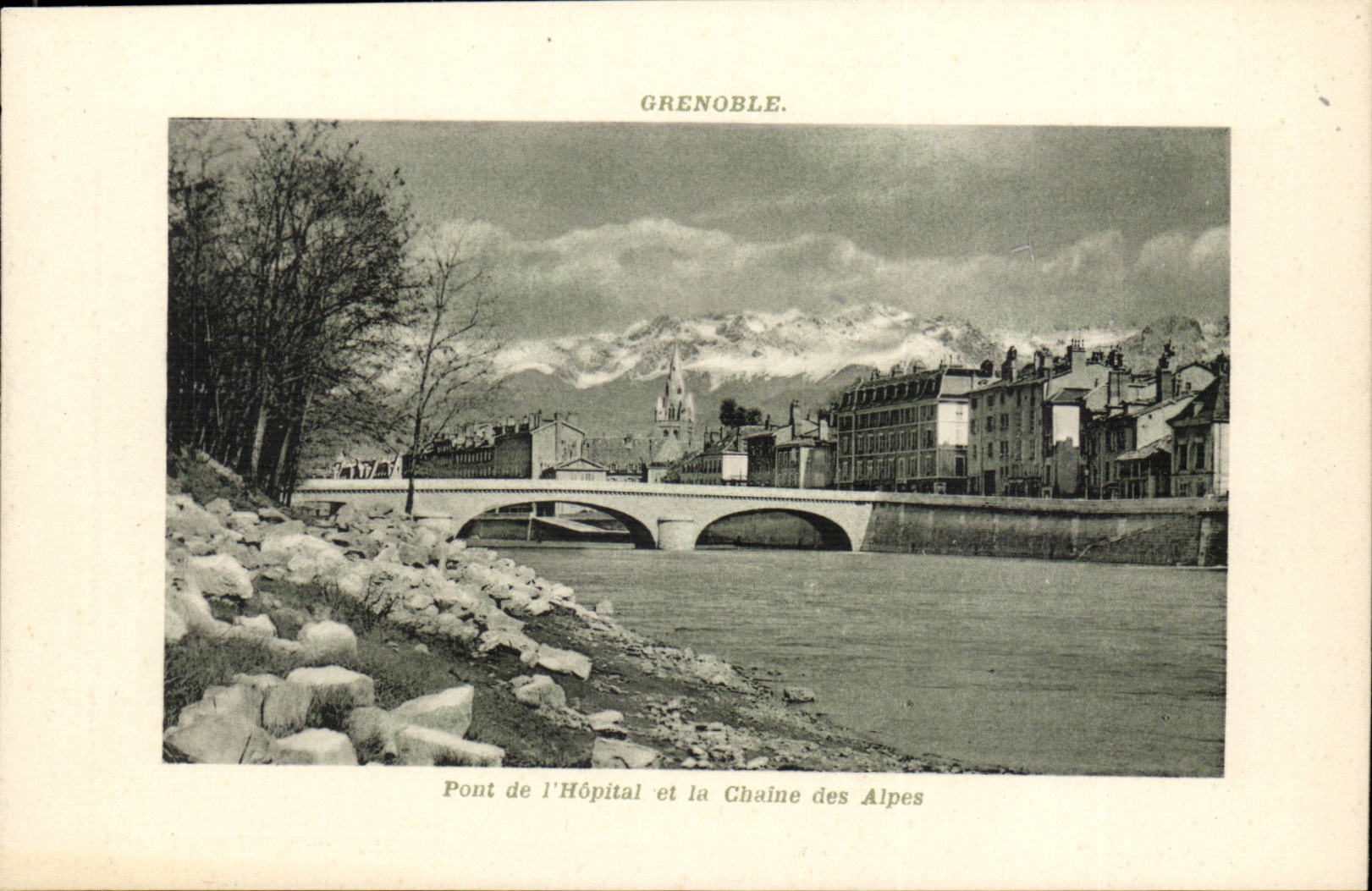 Grenoble CPA Bridge of the hospital and the alpine range