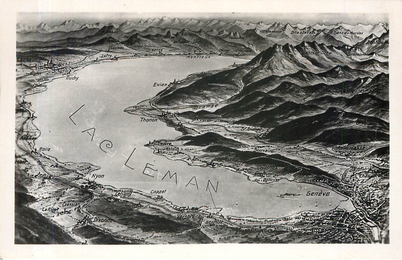 CPA Le Lac Leman. Vue panoramique