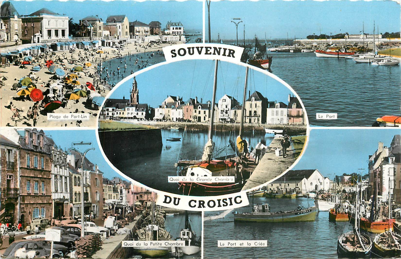 CPM Souvenir du Croisic Plage de Fort Lin Le port Quai de la Petite Chambre Le port et la criee Bate