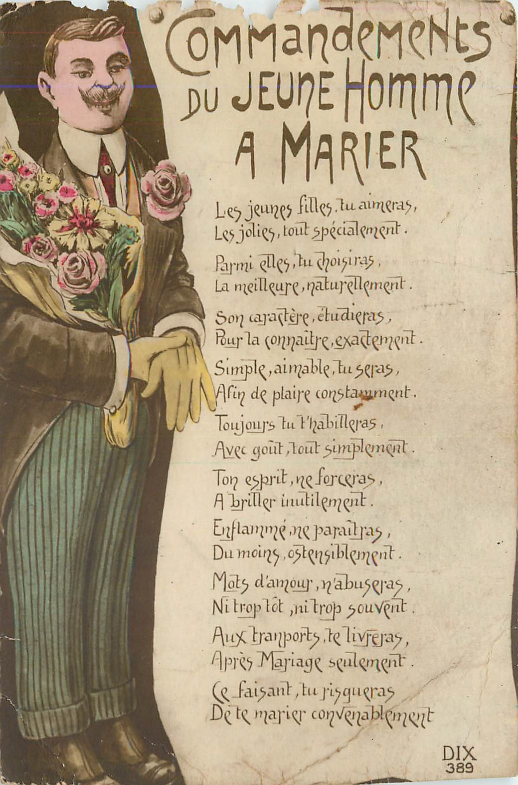 CPA Commandements du Jeune Homme a marier