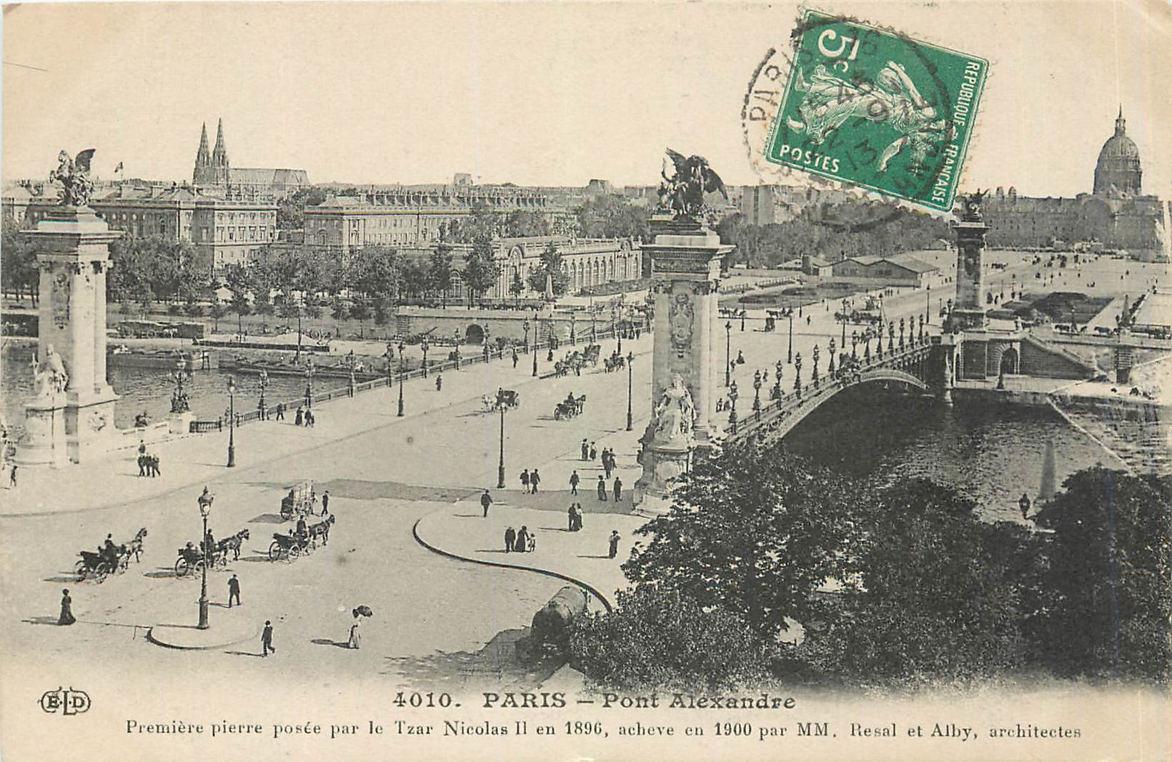 CPA Paris Pont Alexandre Premiere pierre par le Tzar Nicolas II Russie Russia