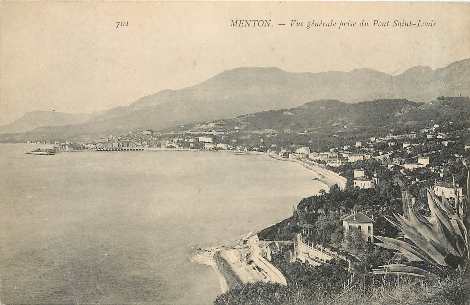CPA Menton Vue generale prise du Pont Saint Louis