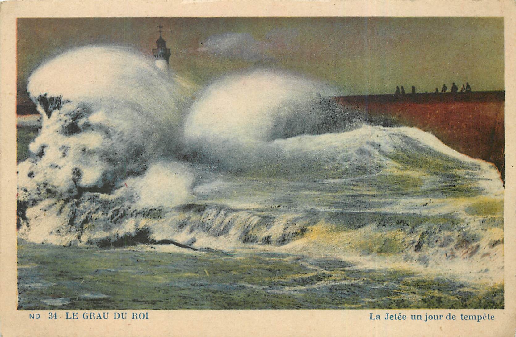 CPA Le Grau du Roi La Jatee un jour de tempete Phare
