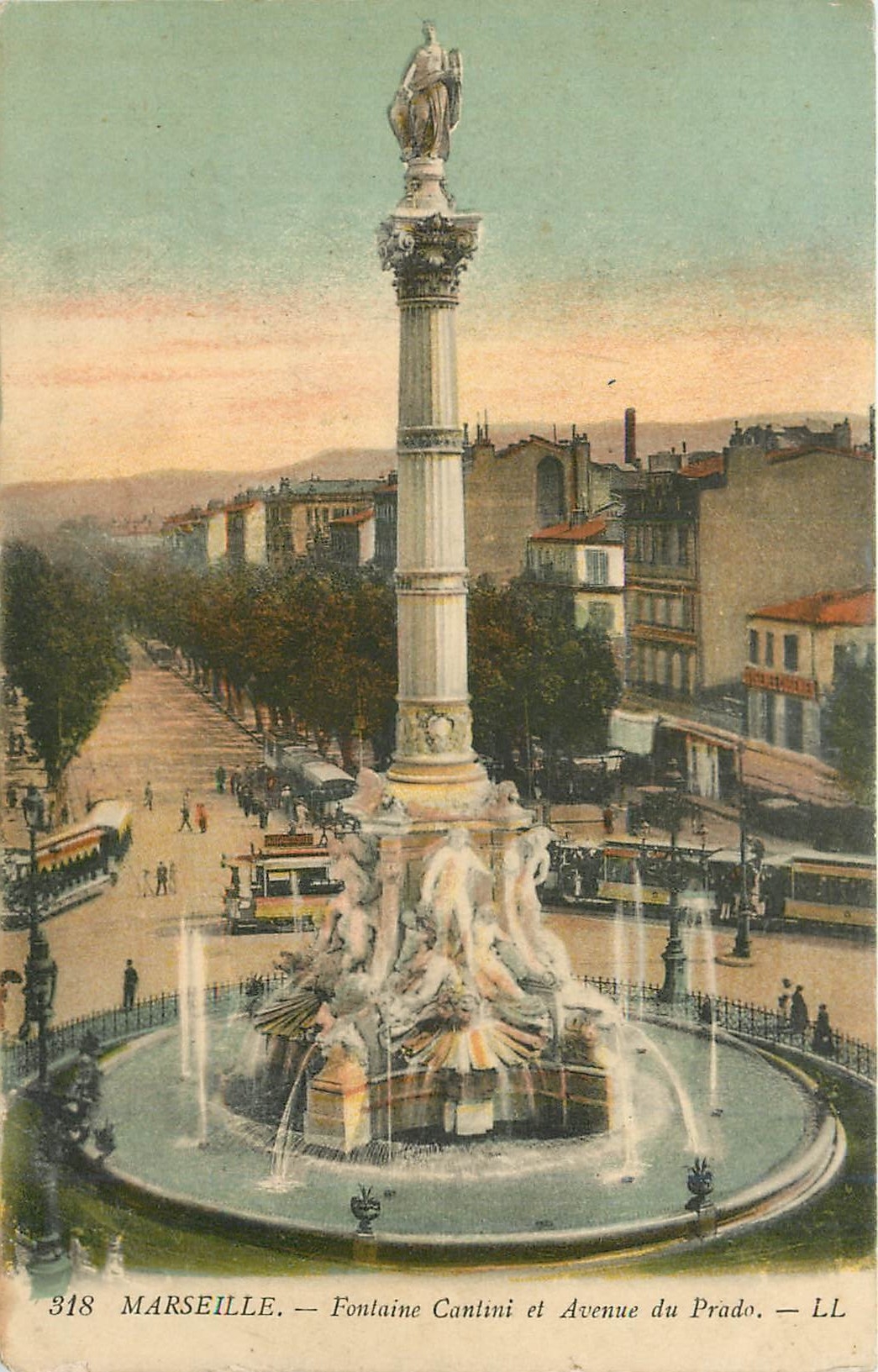 CPA Marseille Fontaine Cantini et Avenue du Prado 