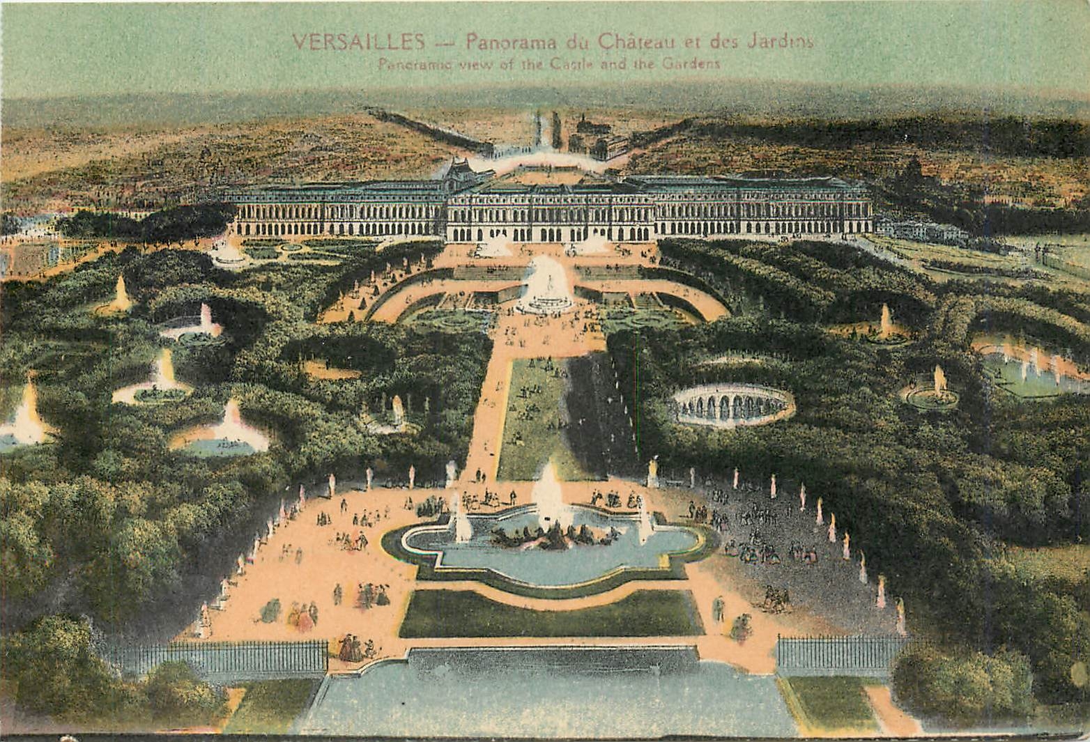 CPA Versailles Panorama du Chateau et des Jardin 
