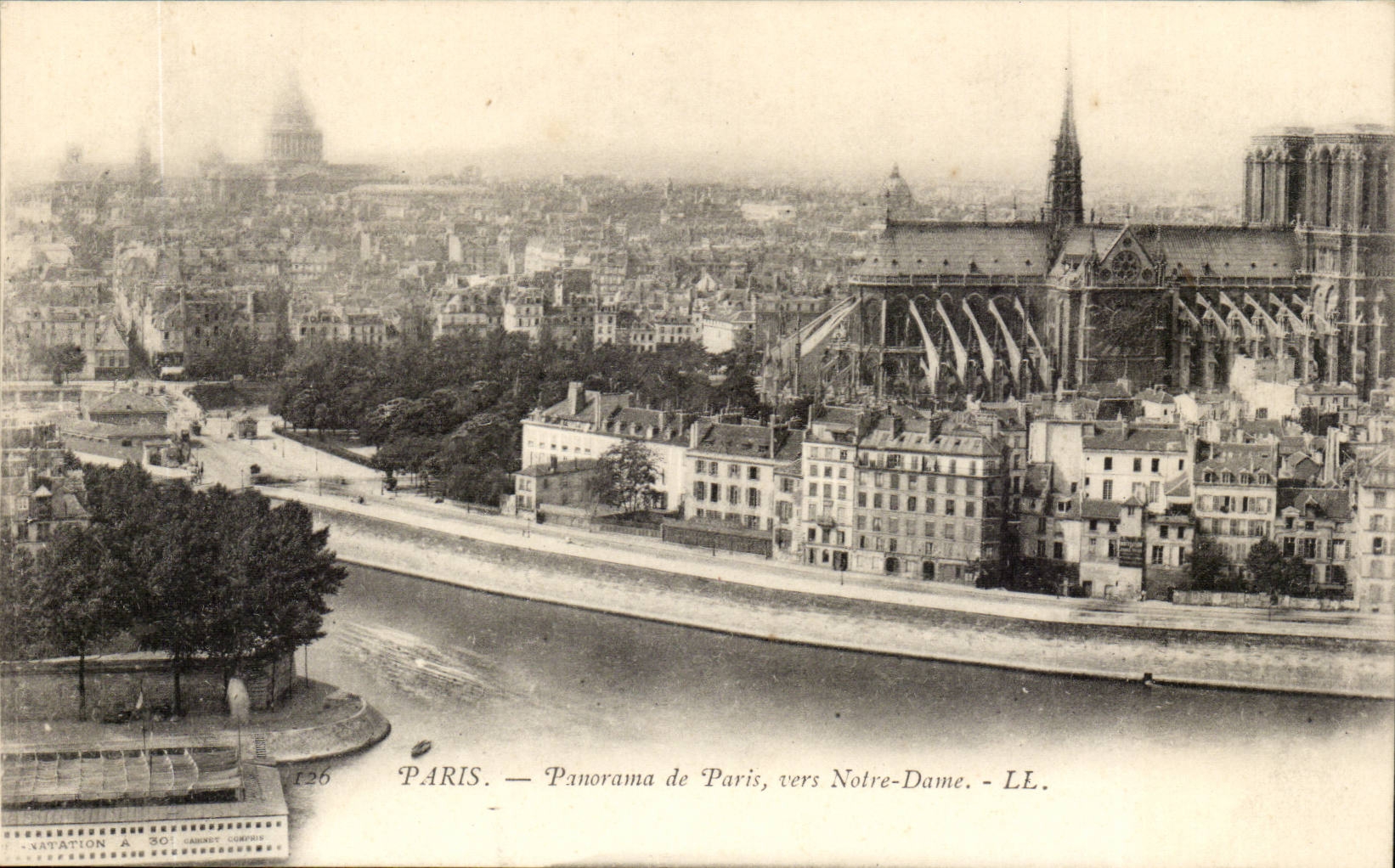 Paris - 4 - Panorama of Paris versNotre Lady - CPA
