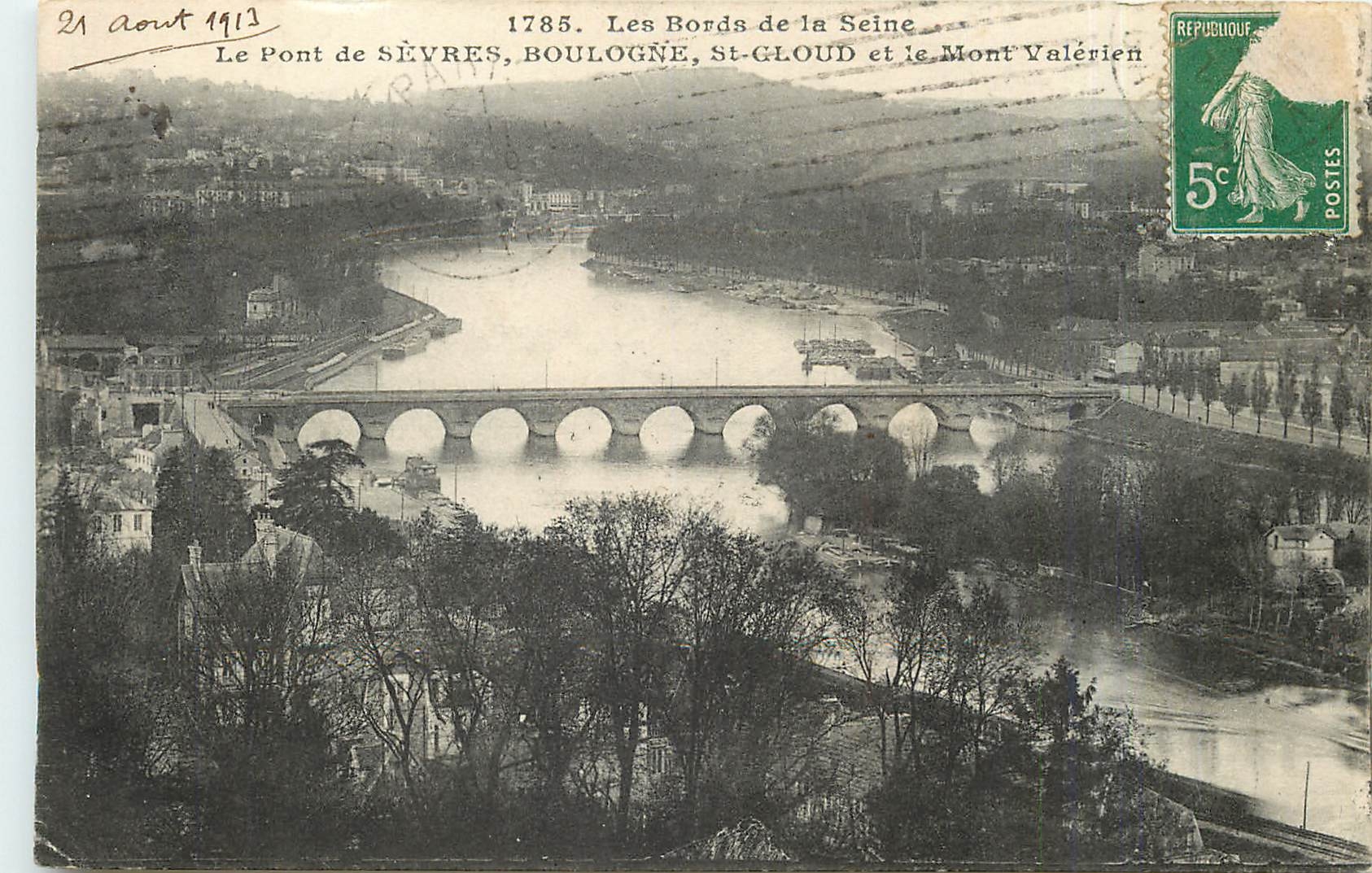 CPA Les Bords de la Seine Le Pont de Sevres Boulogne St Cloud et le Mont Valerien 