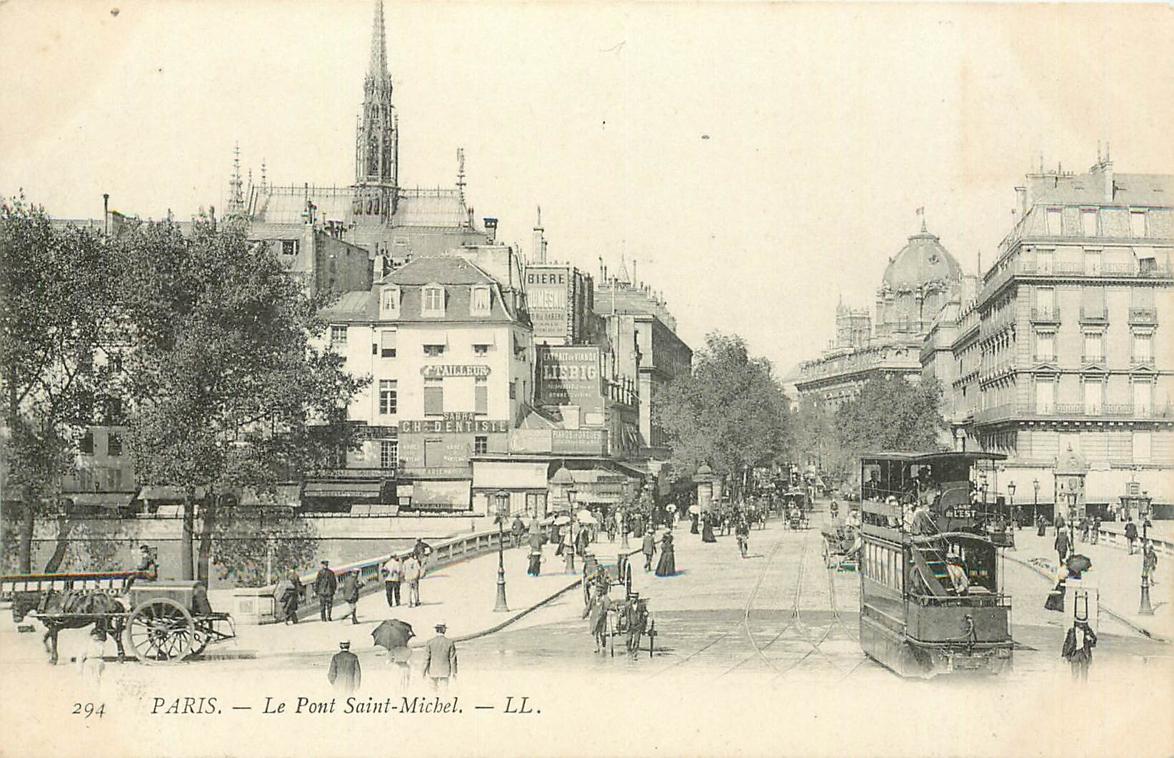 CPA Paris Le Pont Saint Michel Autobus a l'imperiale