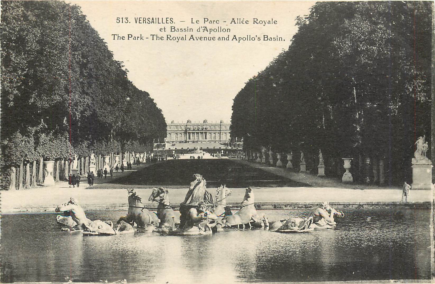 CPA Versailles Le Parc Allee Royale et Bassin d'Apollon 