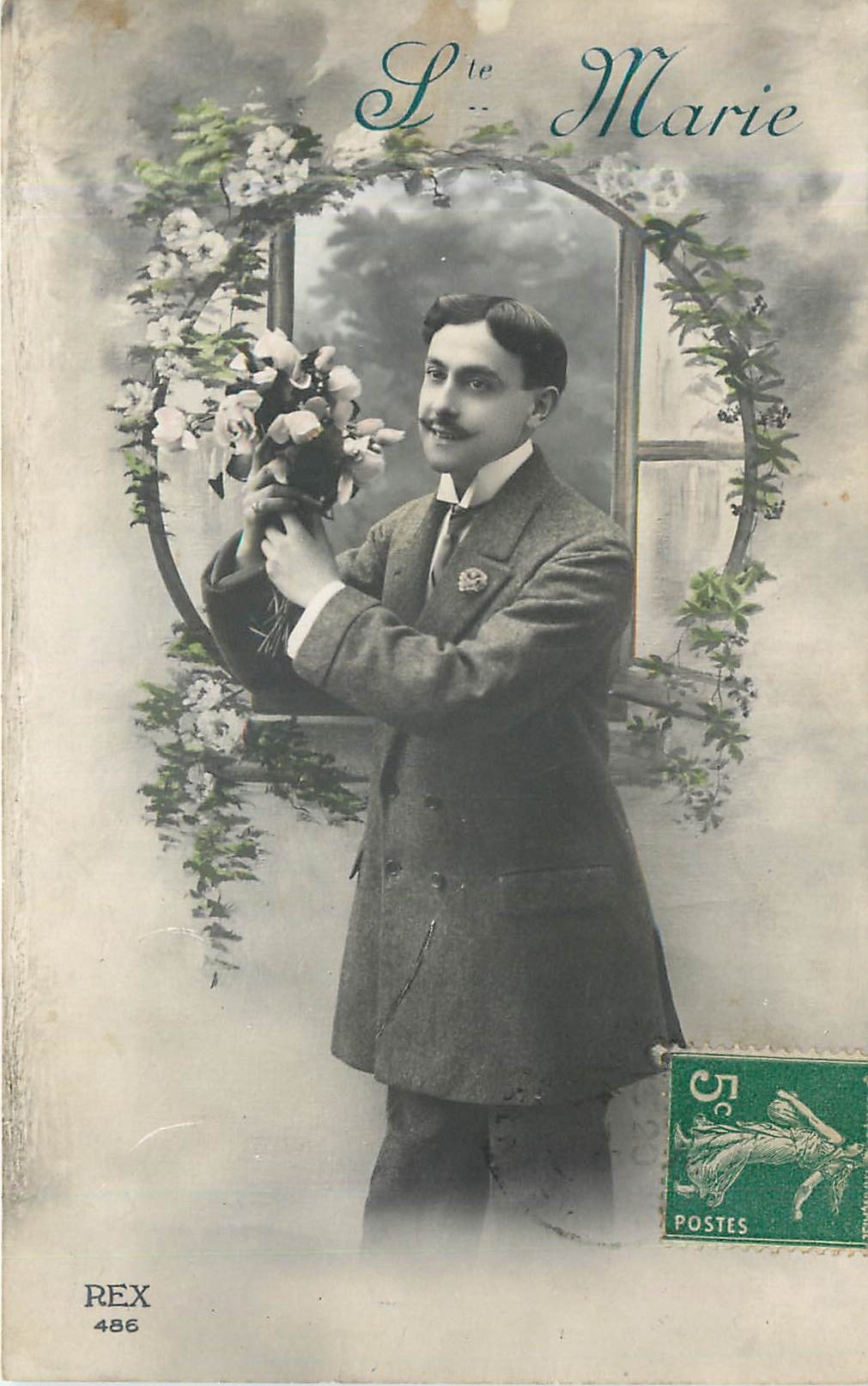 CPA Ste Marie Homme Fleurs