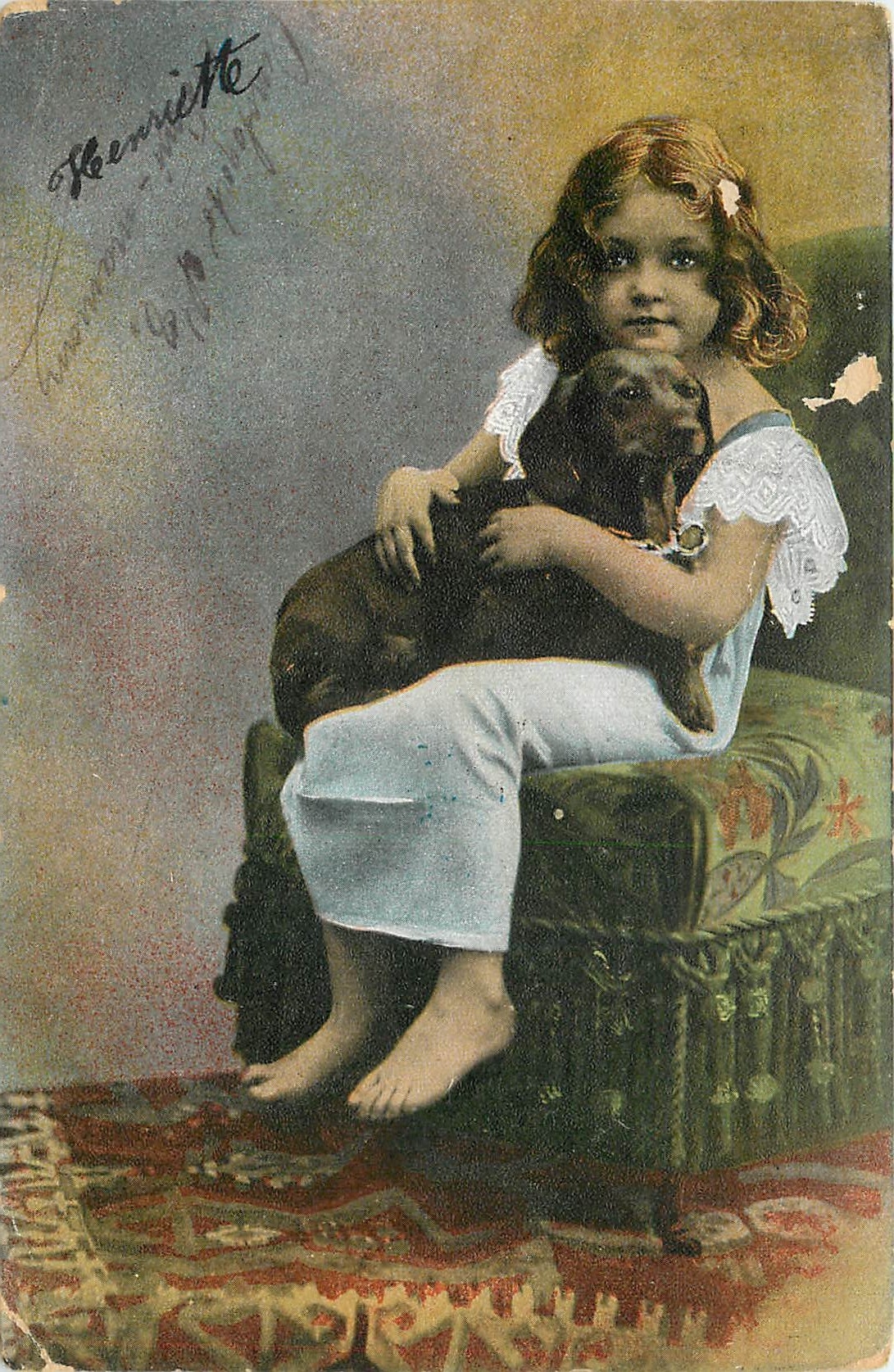 CPA Enfant Chien