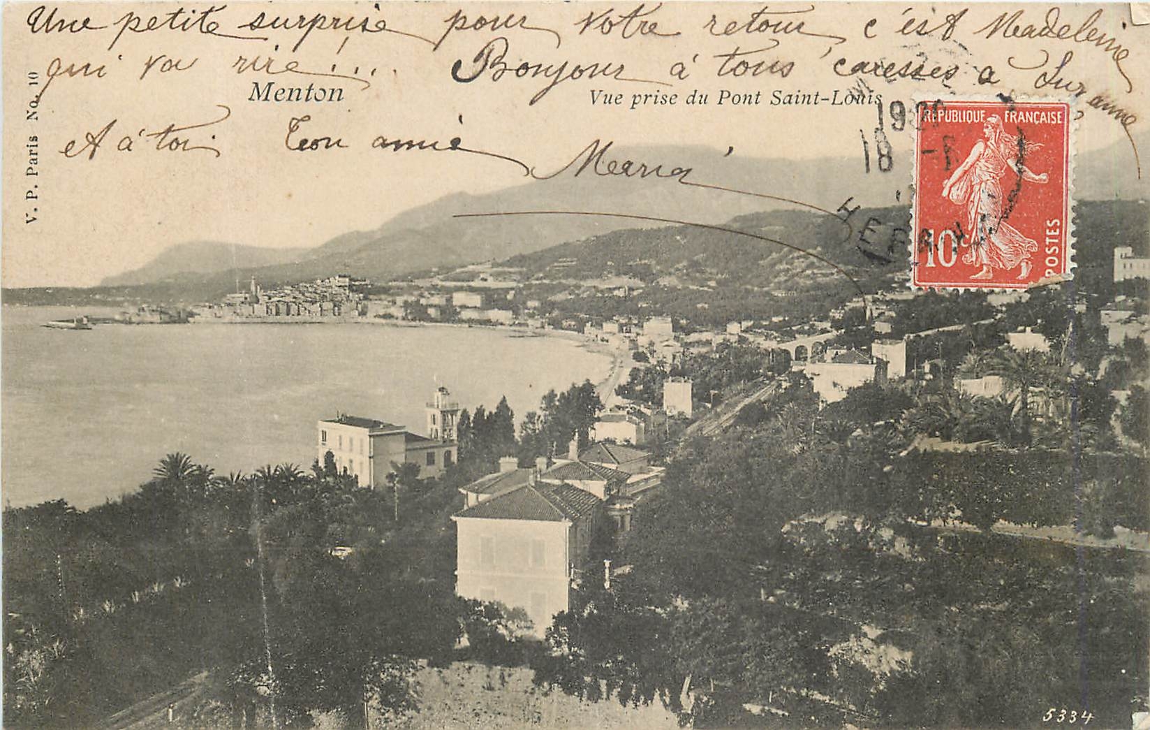 CPA Menton Vue prise du Pont Saint Louis