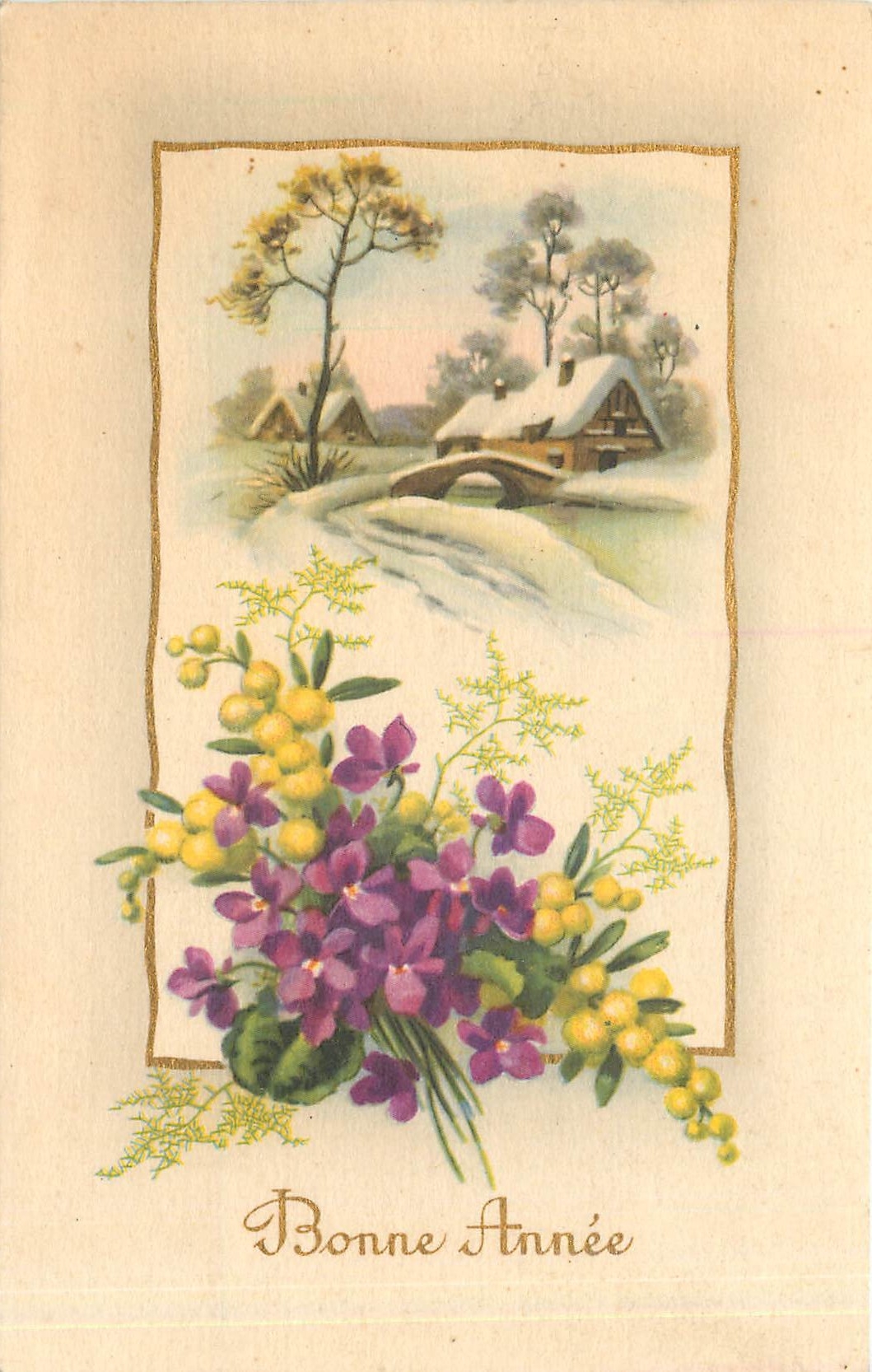CPA Bonne annee Fleurs
