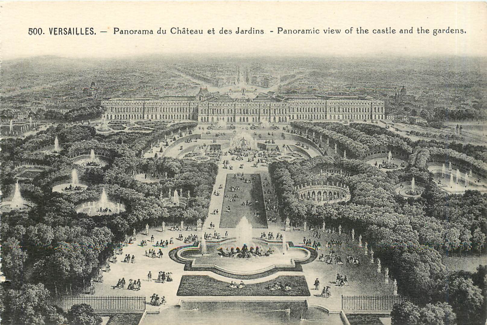  CPA VERSAILLES Panorama du Château et des Jardins