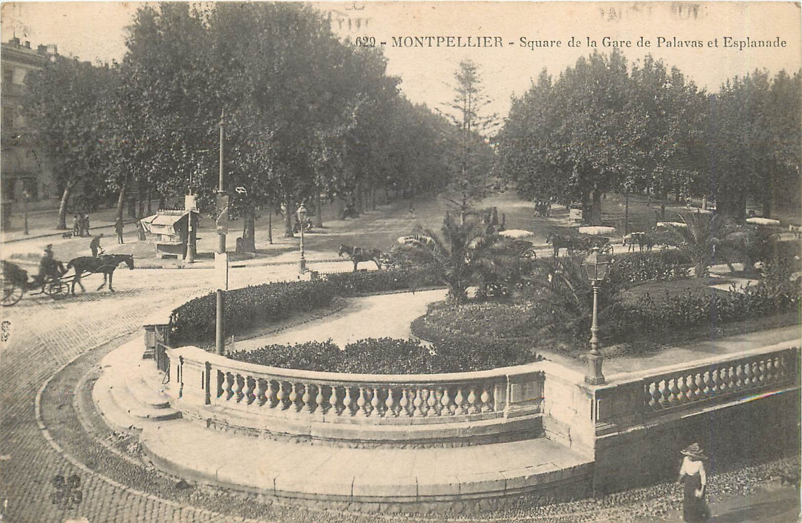 CPA MONTPELLIER Square de la Gare de Palavas et Esplanade