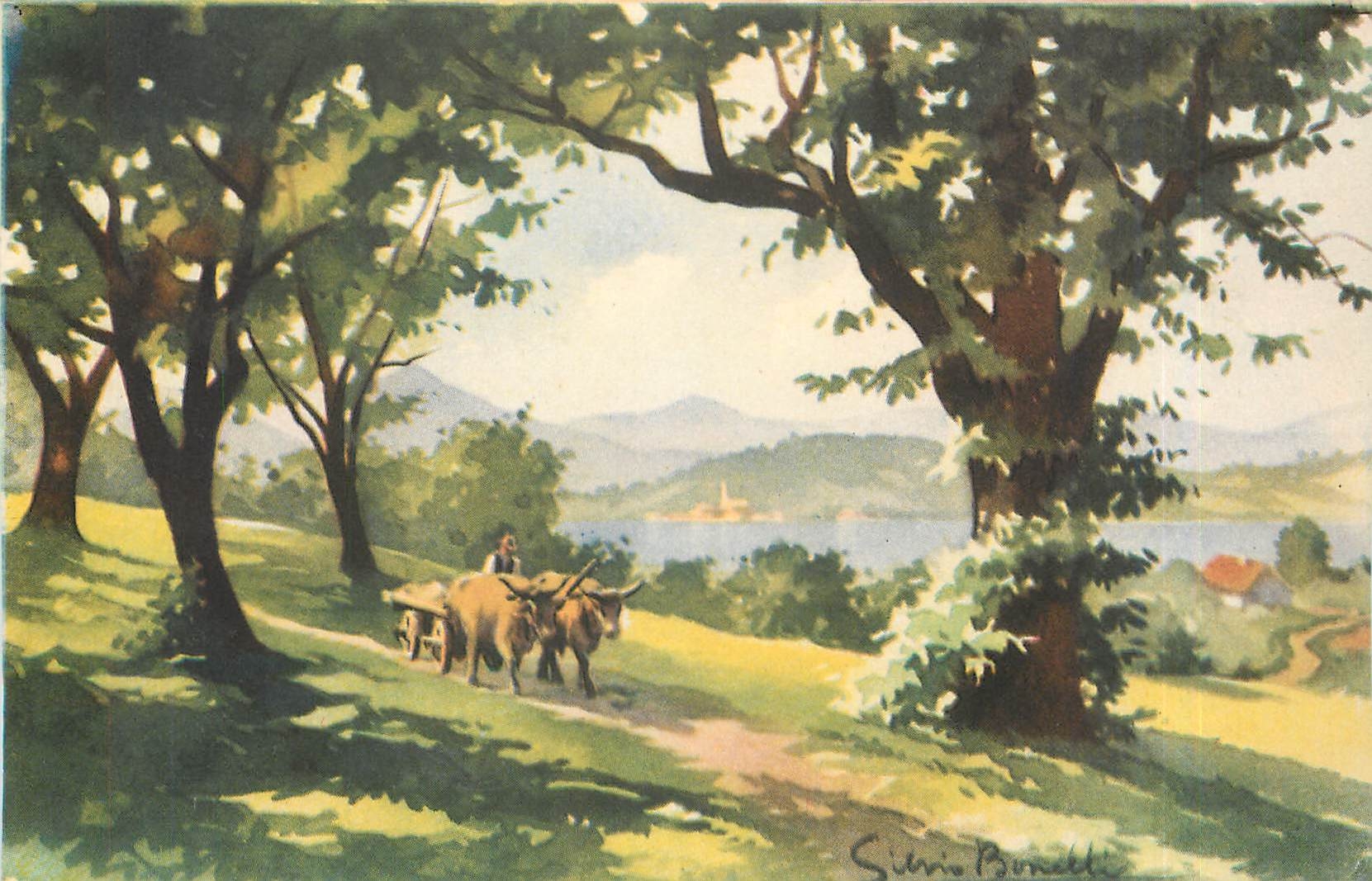 CPA Fantaisie Attelage Bœufs