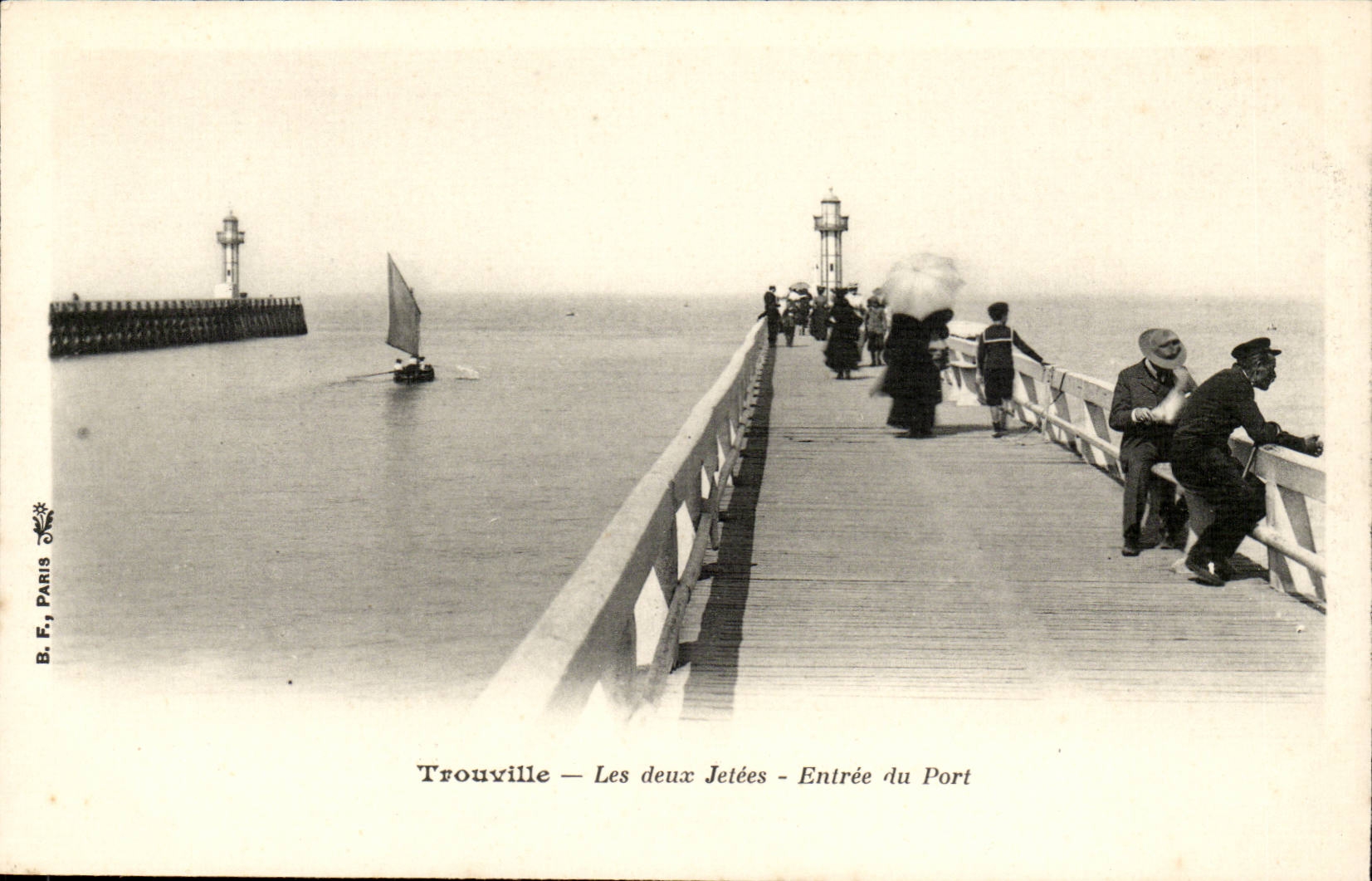 Trouville CPA two piers Entrance of the port