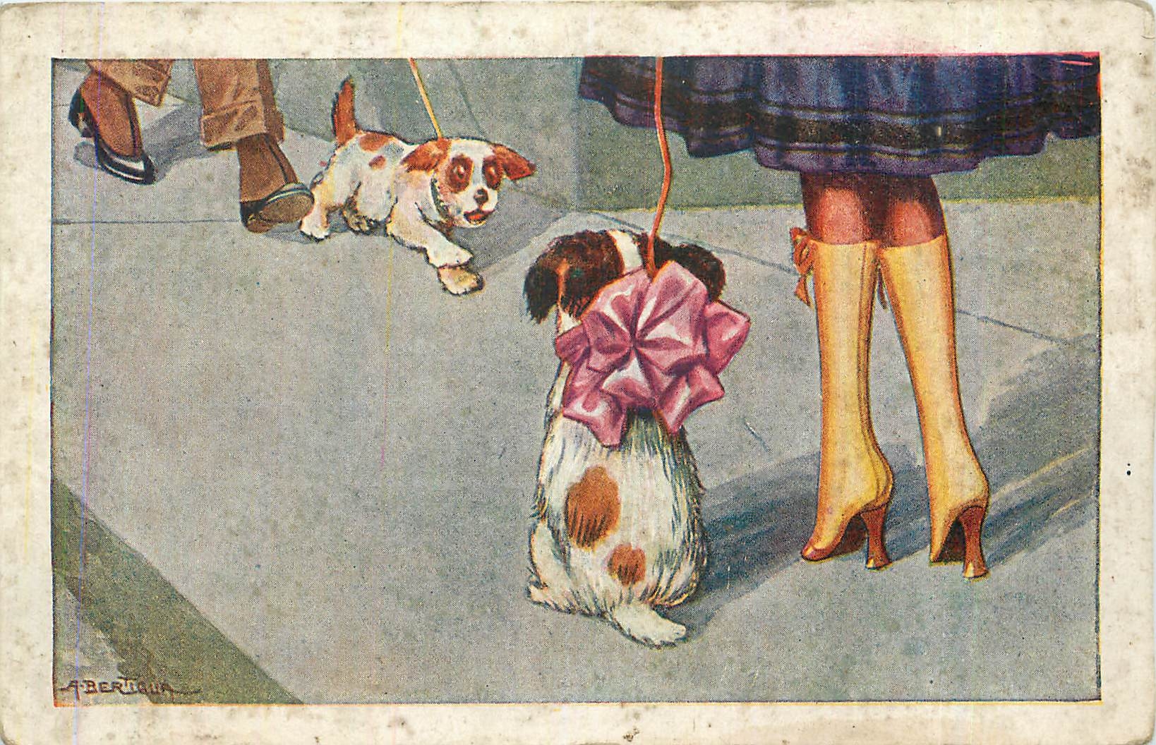CPA VŒUX Chiens