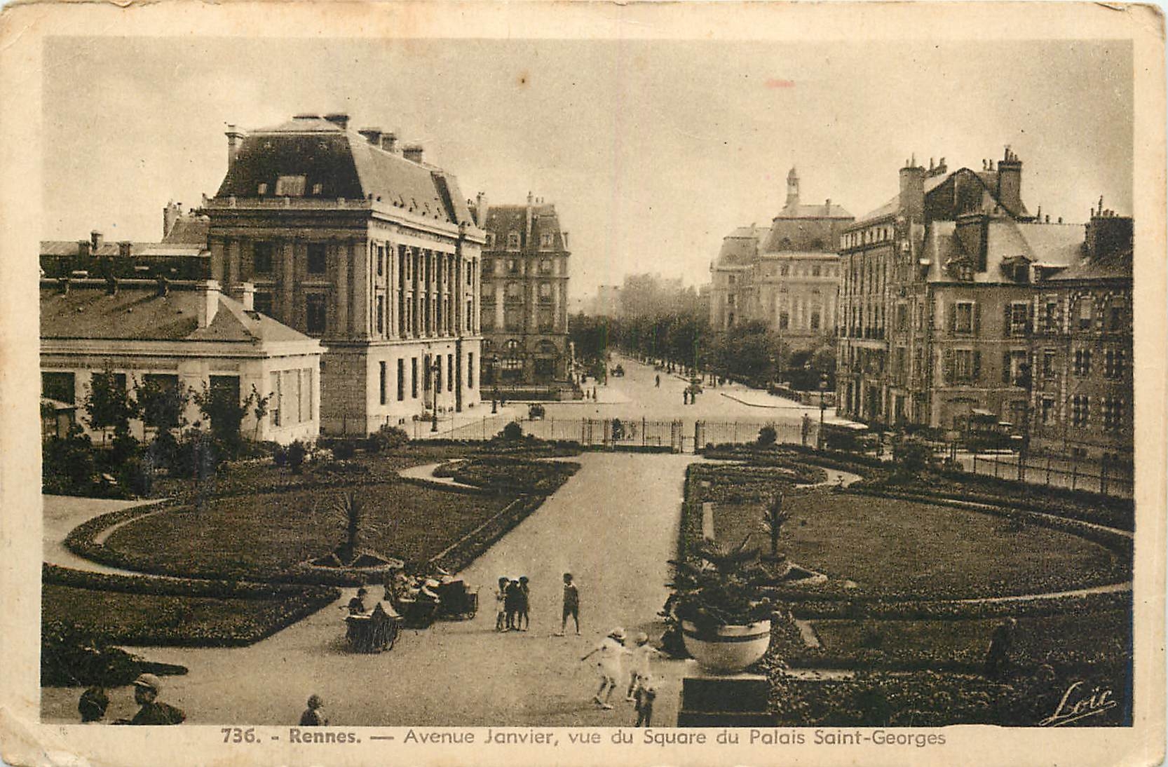 CPA RENNES-Avenue janvier. Vue Square du Palais Saint-georges