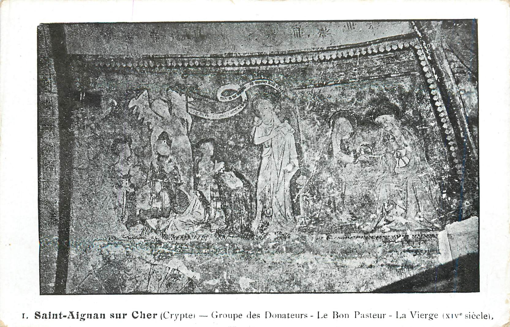 CPA Saint Aignan sur Cher Crypte Groupe des Domateurs Le Bon Pasteur La Vierge 