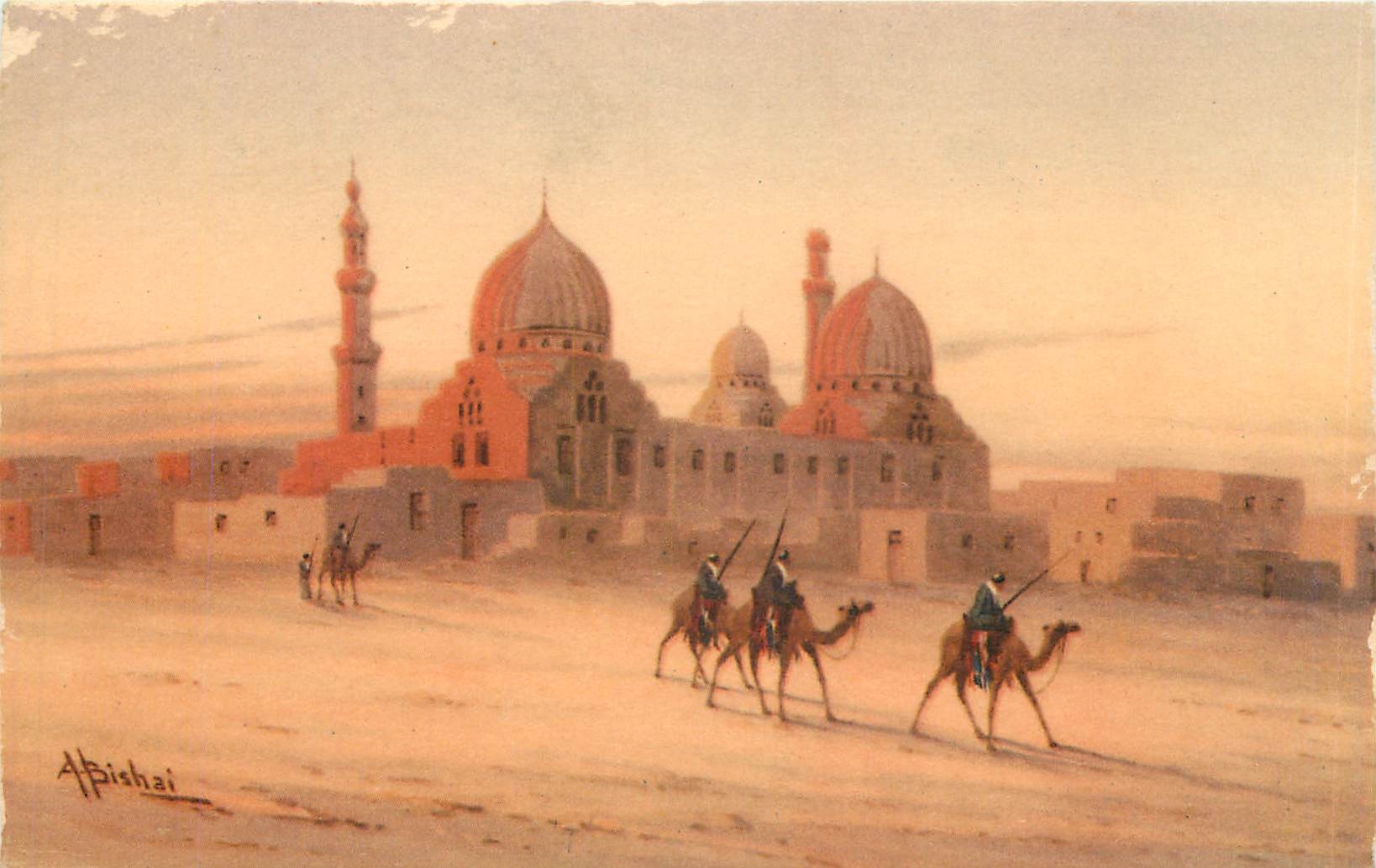 CPA Tomb of the Caliphs  who ruled egypte Chameaux