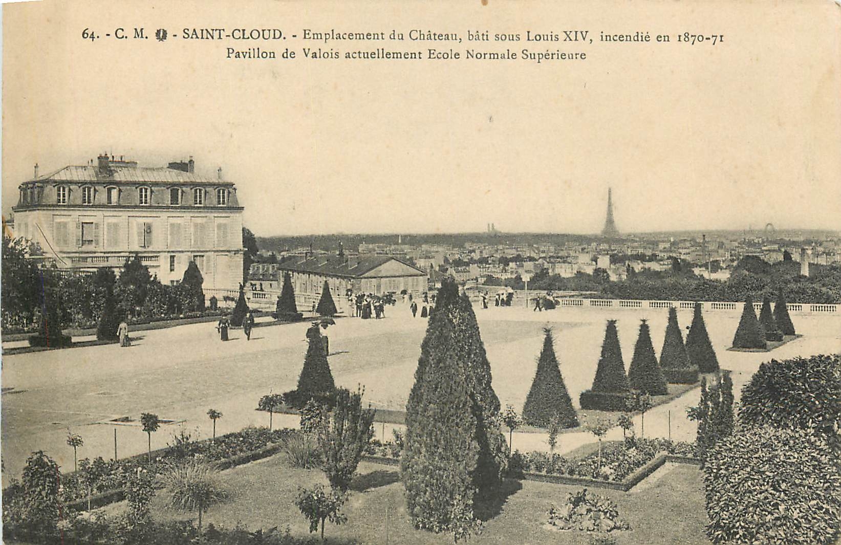 CPA SAINT-CLOUD - Emplacement du Château  bati sous Louis XIV  incendié en 1870-71. Pavillon de Valo
