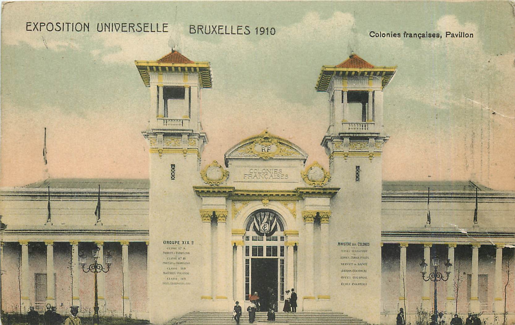 CPA EXPOSITION UNIVERSELLE BRUXELLES 1910 Colonnies Françaises  Pavillon