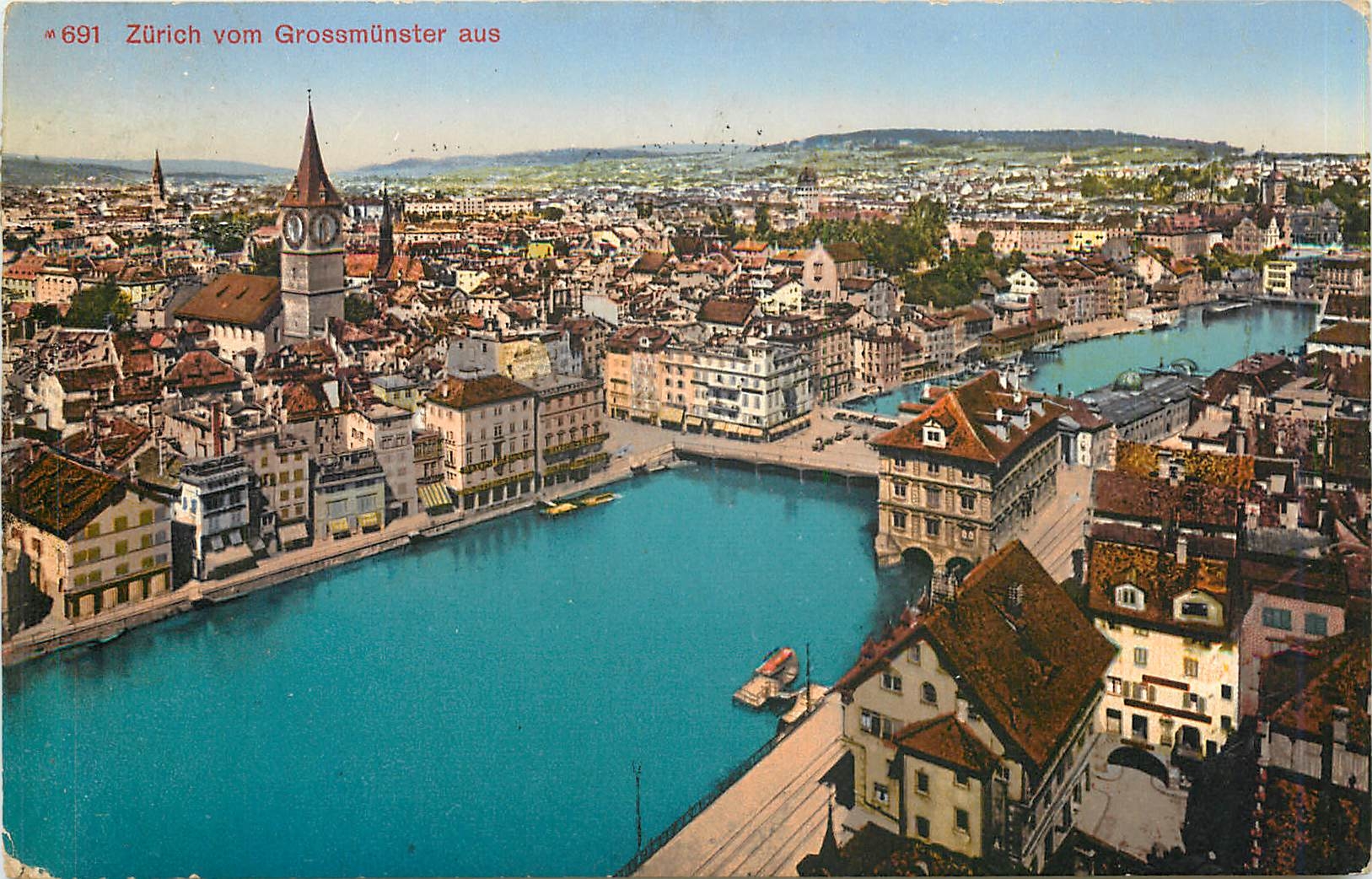 CPA Zurich vom Grossmunster aus 