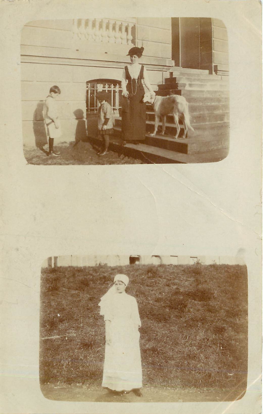 CARTE PHOTO Femme Chien Enfant