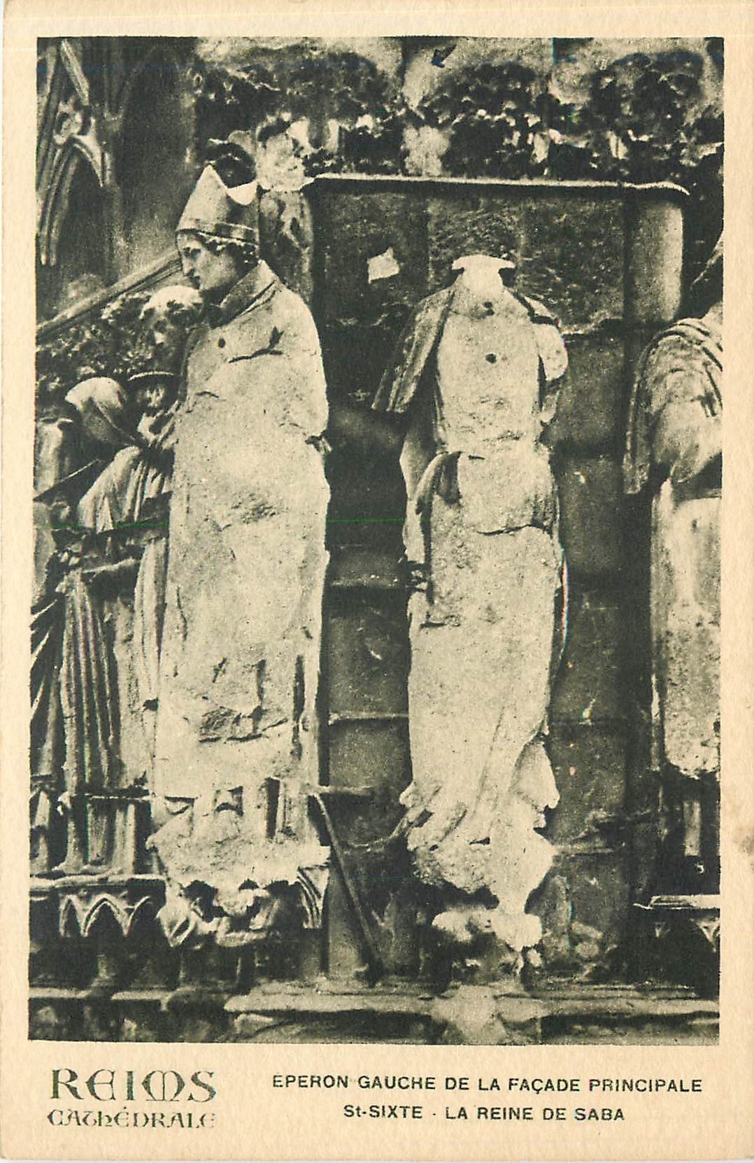 CPA Reims Cathedrale eperon gauche de la facade principale St Sixte la Reine de Saba 