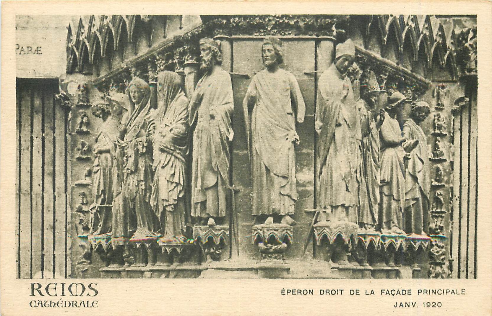 CPA Reims Cathedrale eperon droit de la facade principale