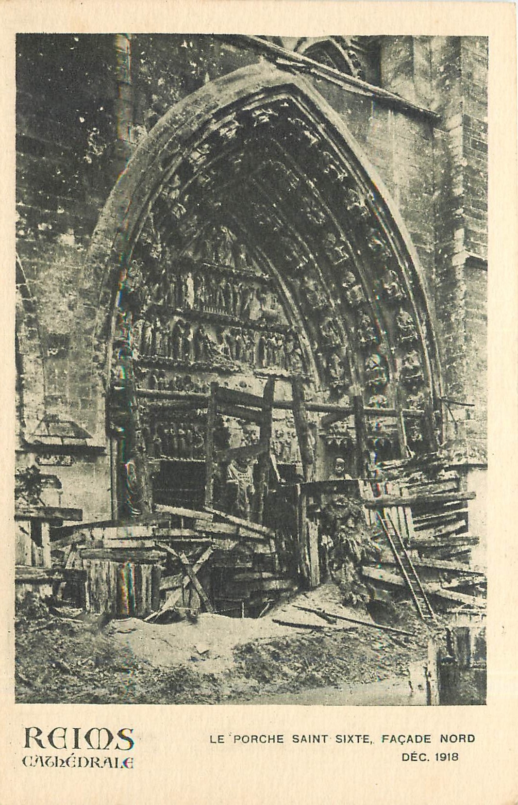 CPA Reims cathedrale le Porche Saint Sixte Facade Nord Dec 1918 