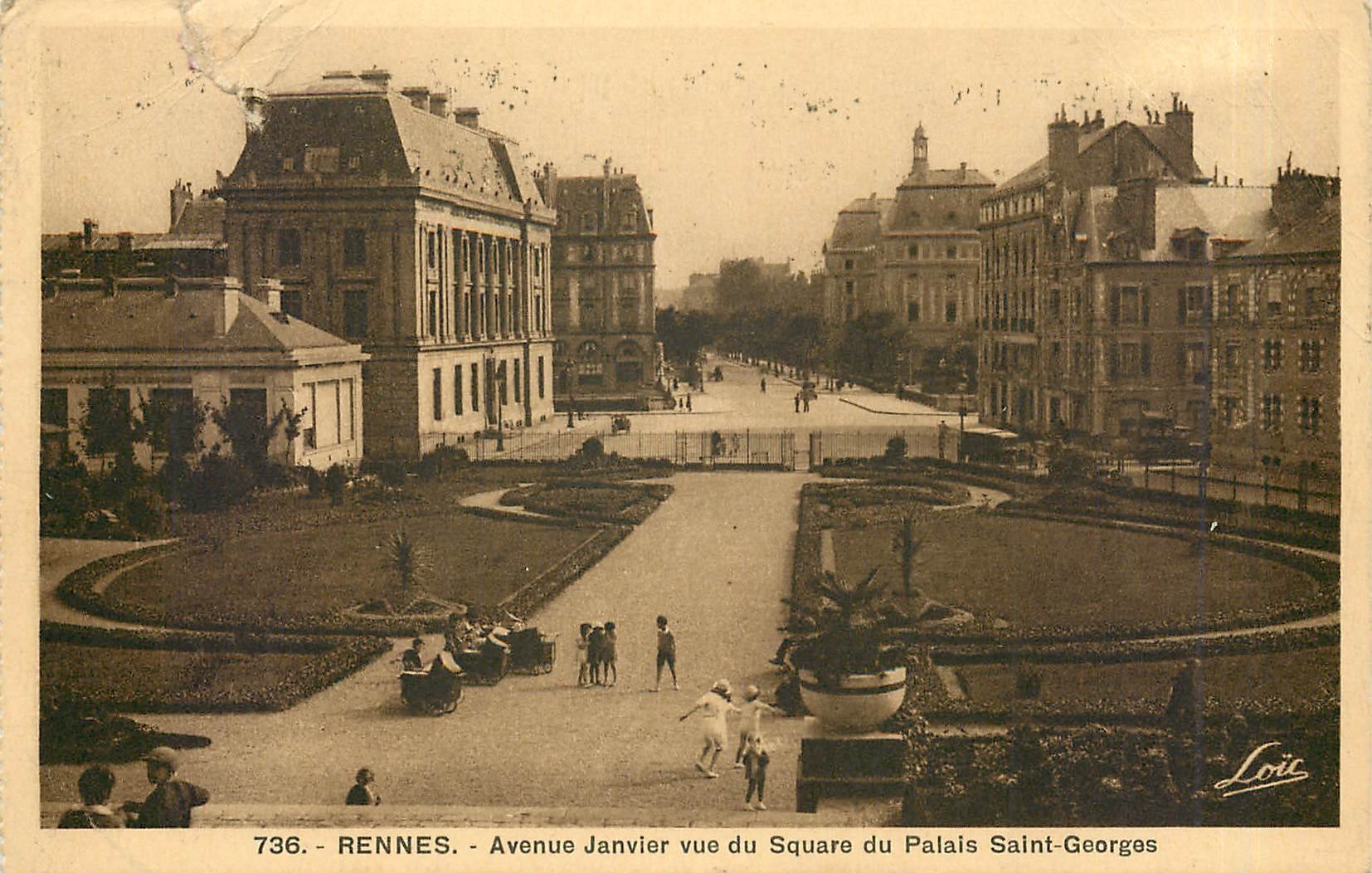 CPA Rennes Avenue Janvier vue du Square du Palais Saint Georges 