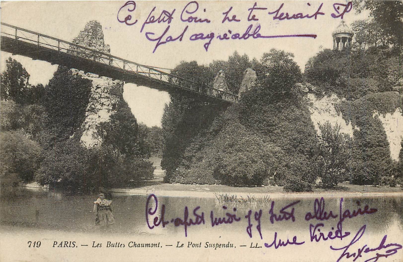 CPA Paris Les Buttes Chaumont Le Pont Suspendu