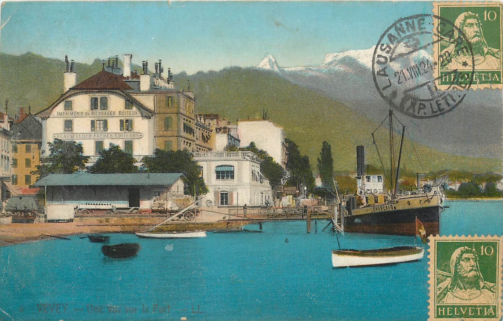 CPA Vevey Une vue sur le port Bateau