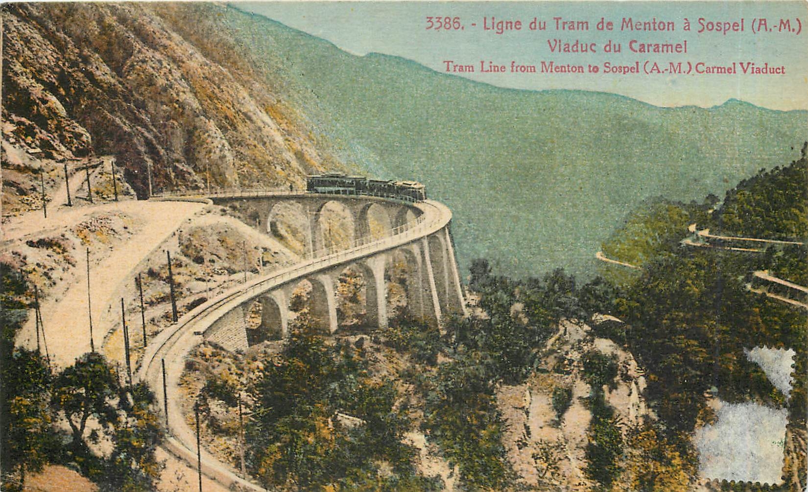 CPA Ligne du Tram de Menton a Sospel Viaduc du Caramel