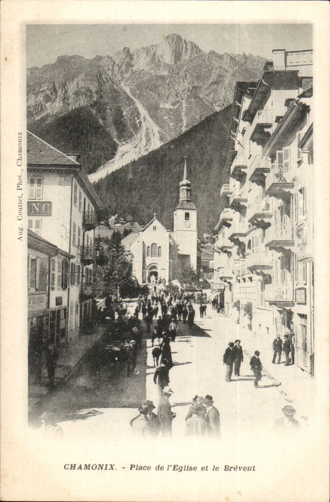 Chamonix CPA Places church and Brevent