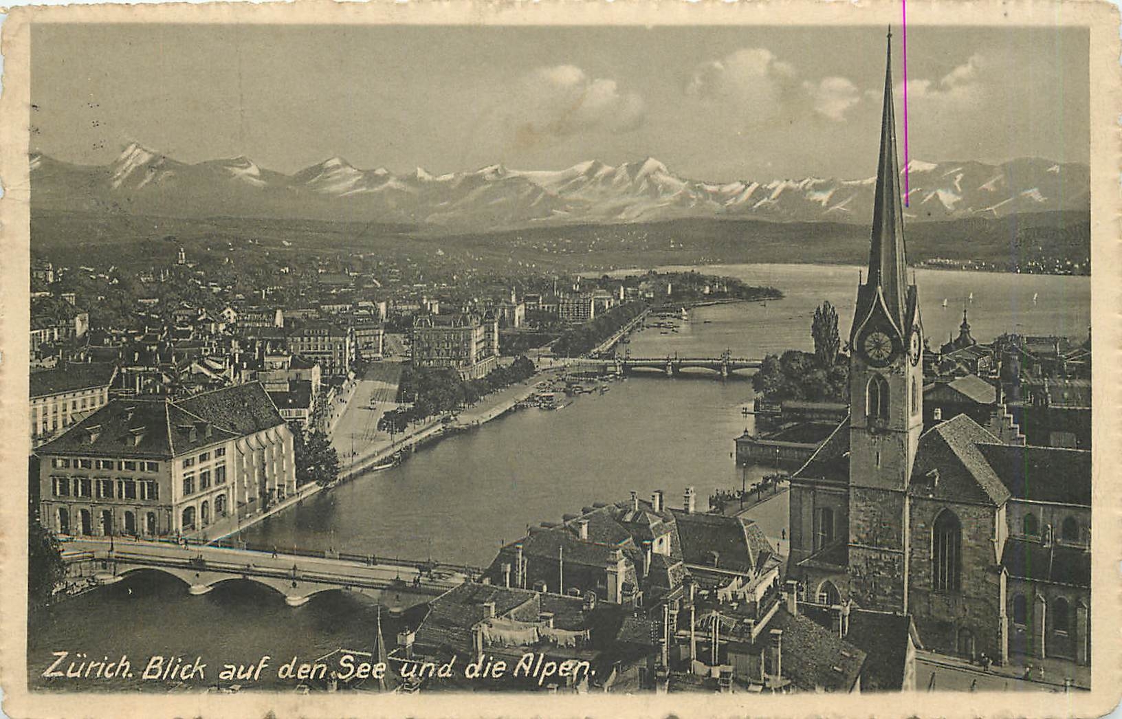 CPA Zurich Blick auf den See und die Alpen