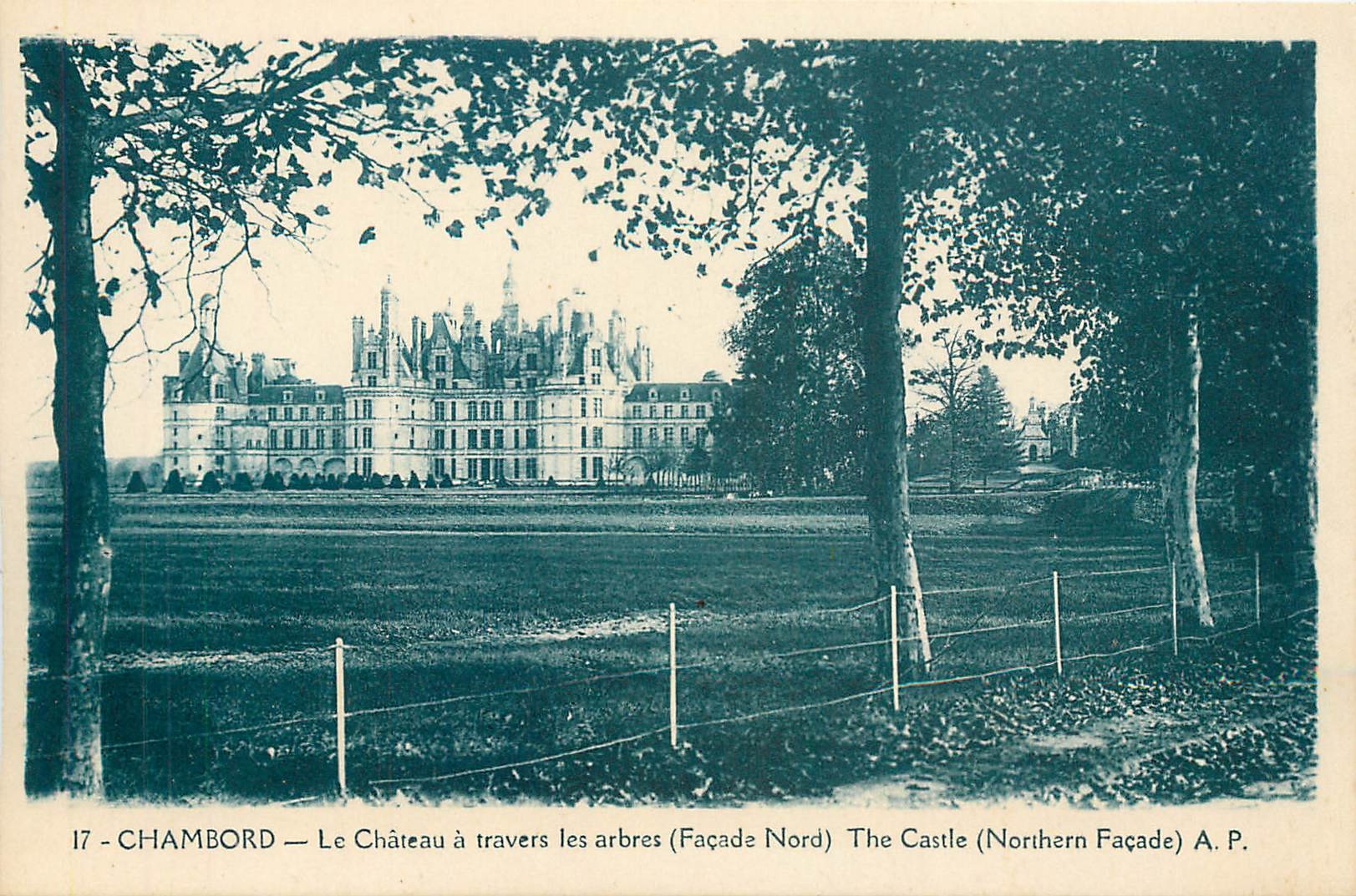 CPA Chambord Le Chateau a travers les arbres Facade Nord